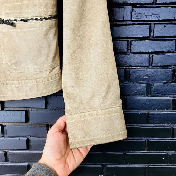 Banana Republic Cream Tan Suede Leather Moto Jacket | Size PXS | - Picture 4 of 16